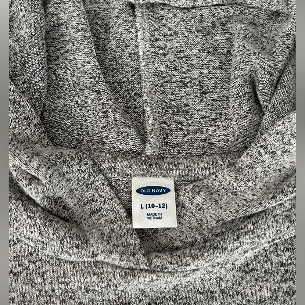 Old Navy Heather Gray White Lightweight Pullover Hoodie Kangaroo Pouch Size L - Picture 6 of 9